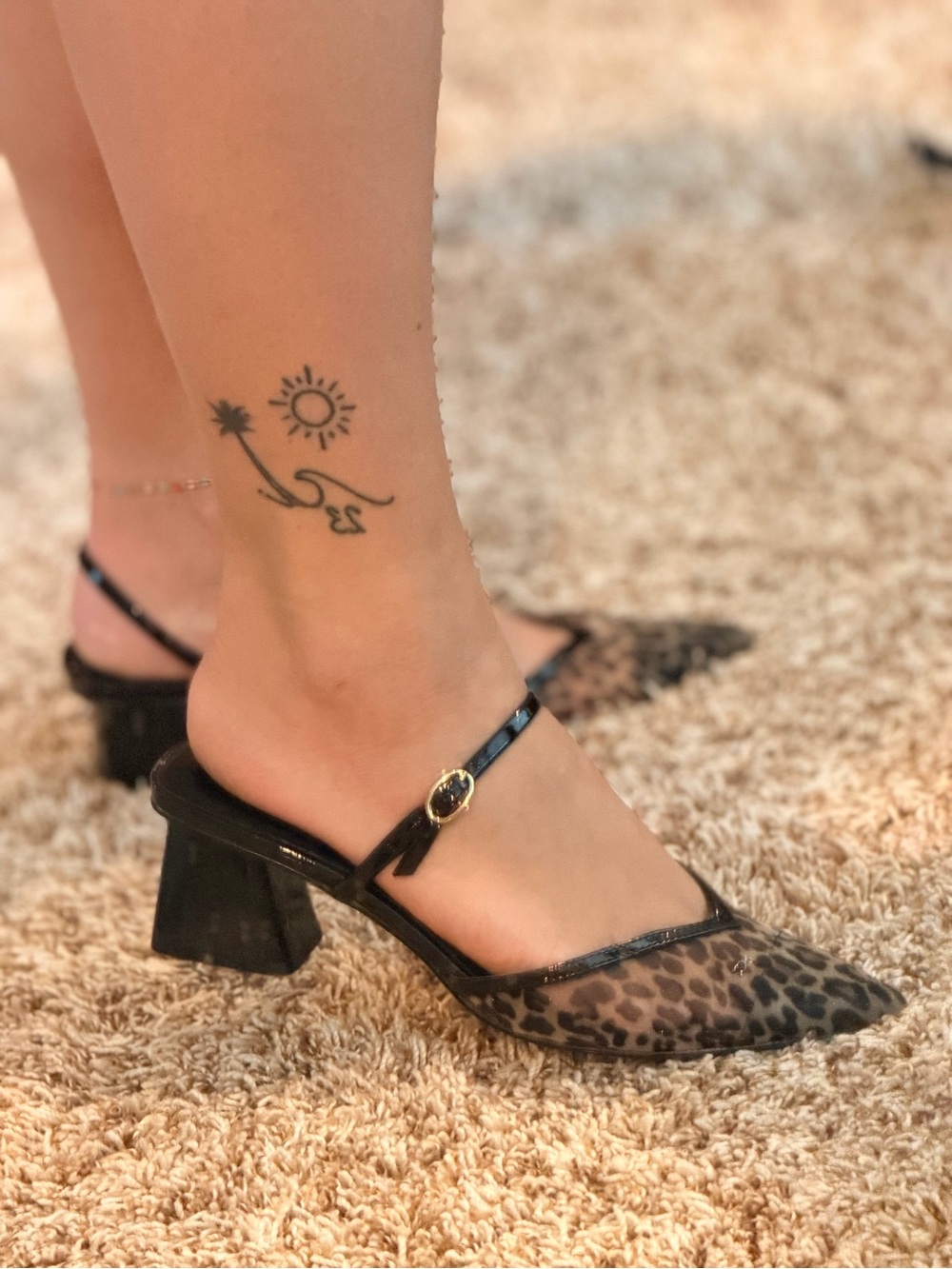 Marc Anthony Leopard Print Slingback Pumps - Black